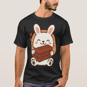 Bunny with Chocolate Bars Kawaii Niedlicher Cartoo T-Shirt