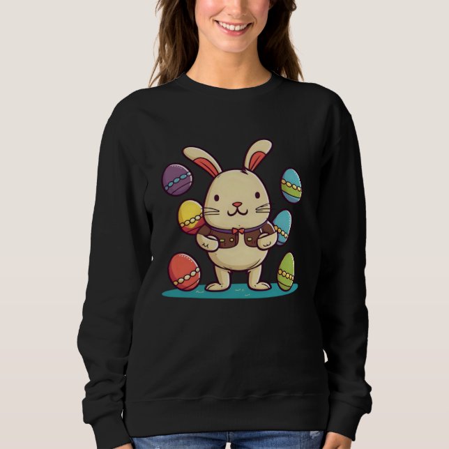 Bunny With Eggs Christian Easter Sweatshirt (Vorderseite)