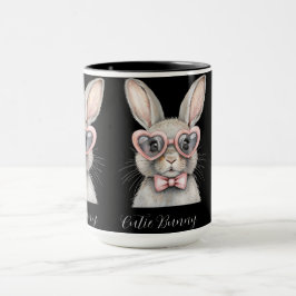 Bunny with Heart Glasses Mug | Cute Animal Coffee  Tasse