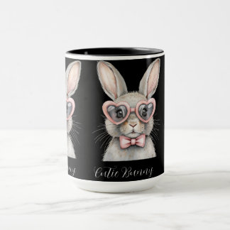 Bunny with Heart Glasses Mug | Cute Animal Coffee  Tasse