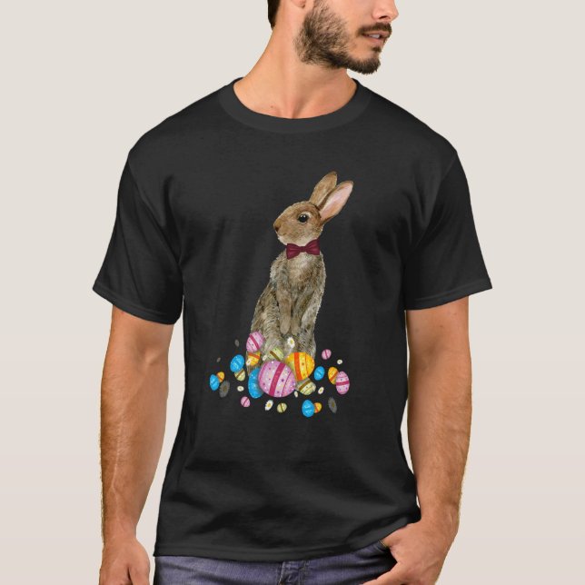Bunny With Necktie Happy Easter Sayings Egg Cute B T-Shirt (Vorderseite)