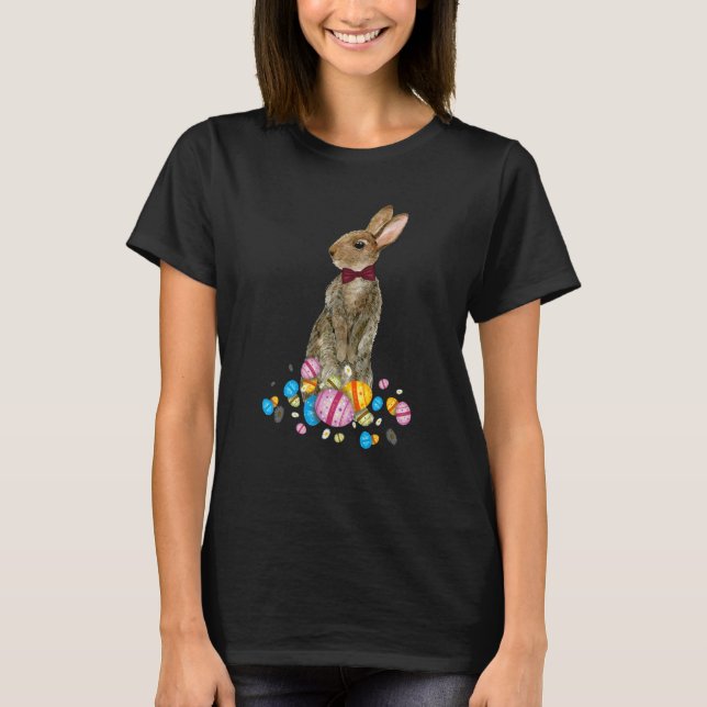 Bunny With Necktie Happy Easter Sayings Egg Cute B T-Shirt (Vorderseite)