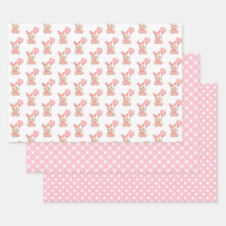 Bunny with Pink Balloon Geschenkpapier Set