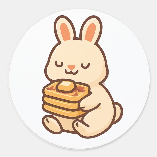 Bunny With Waffles – Cute Animal Sticker (Vorderseite)