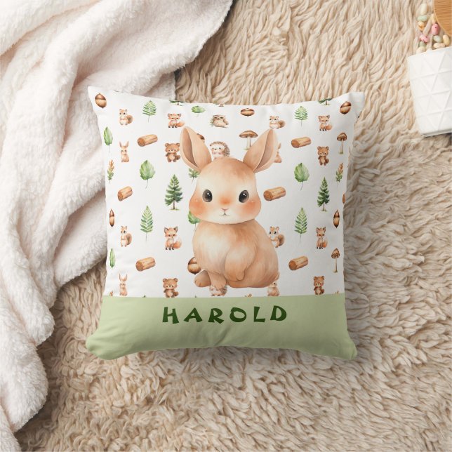 Bunny Woodland Animals Pattern Baby Boy Kinderzimm Kissen (Decke)