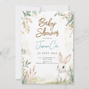 Bunny Woodland Babydusche Einladung