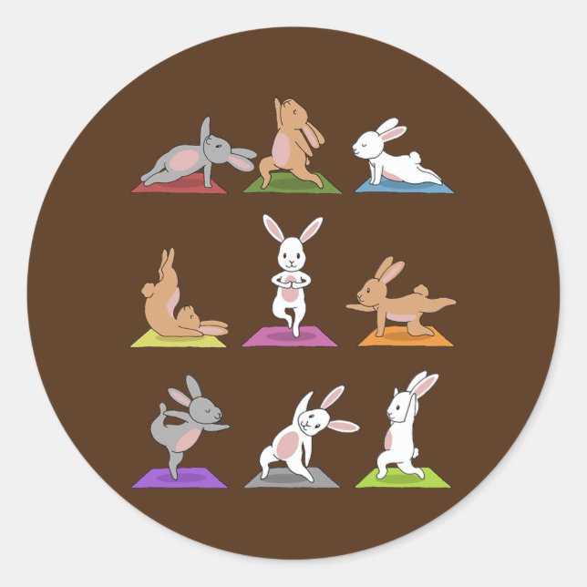 Bunny Yoga Runder Aufkleber (Vorderseite)
