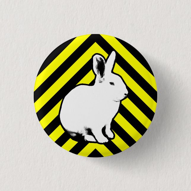 BunnyLuv Schwarzes, Gelb und Häschen-Knopf Button (Vorderseite)