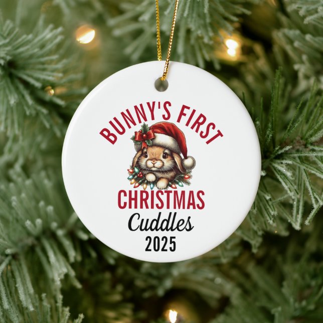 Bunny's erstes Weihnachten 2025 Keramik Ornament (Baum)