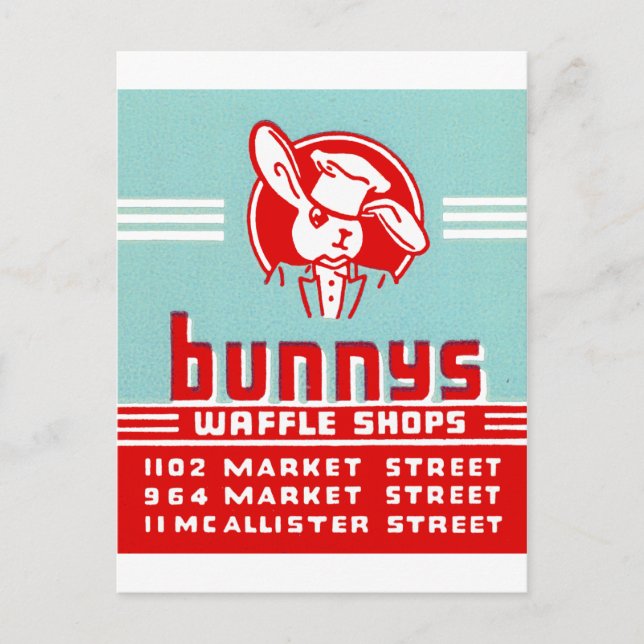 Bunnys Waffle Shops Postkarte (Vorderseite)