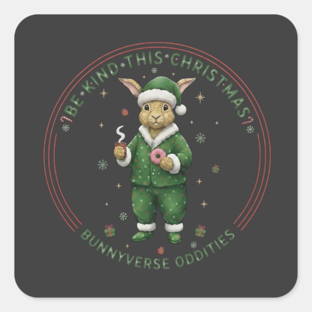 Bunnyverse christmas quadratischer aufkleber (Vorderseite)