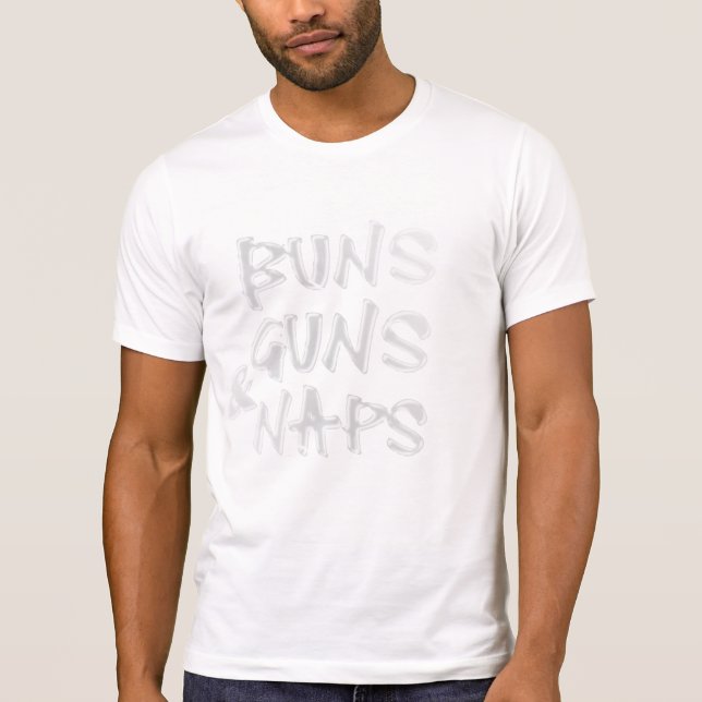 Buns Guns & Nickerchen T - Shirt Hoodie Design (Vorderseite)