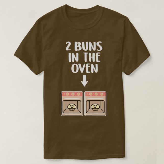 Buns In The Oven Twins Pregnancy Announcement Gend T-Shirt (Design vorne)