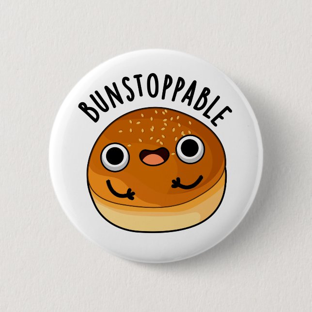 Bunstoppable Funny Bun Pun Button (Vorderseite)