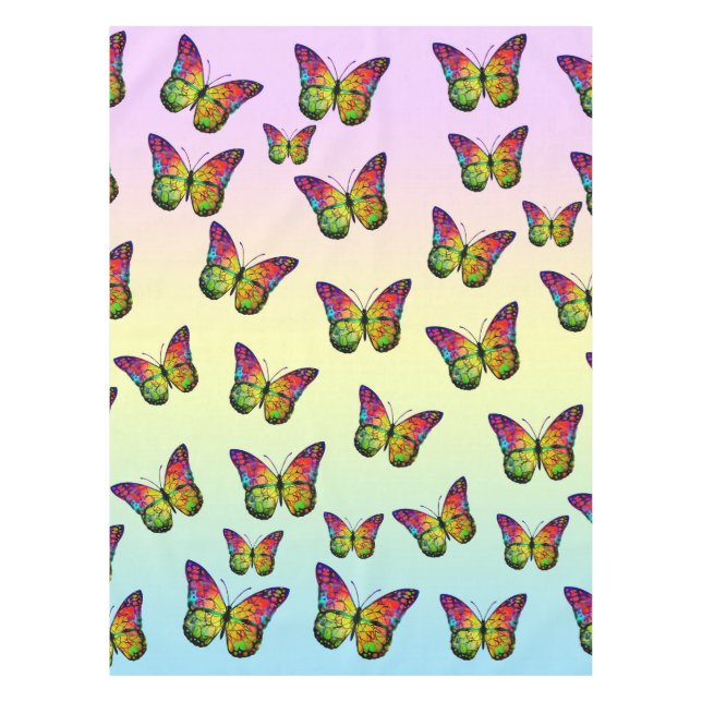 BUNT ABSTRAKT SCHMETTERLINGE TISCHDECKE (Vorderseite)