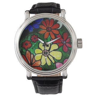 bunt blühende Blume Armbanduhr