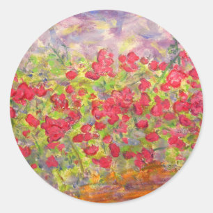 bunt blühende Rose Runder Aufkleber
