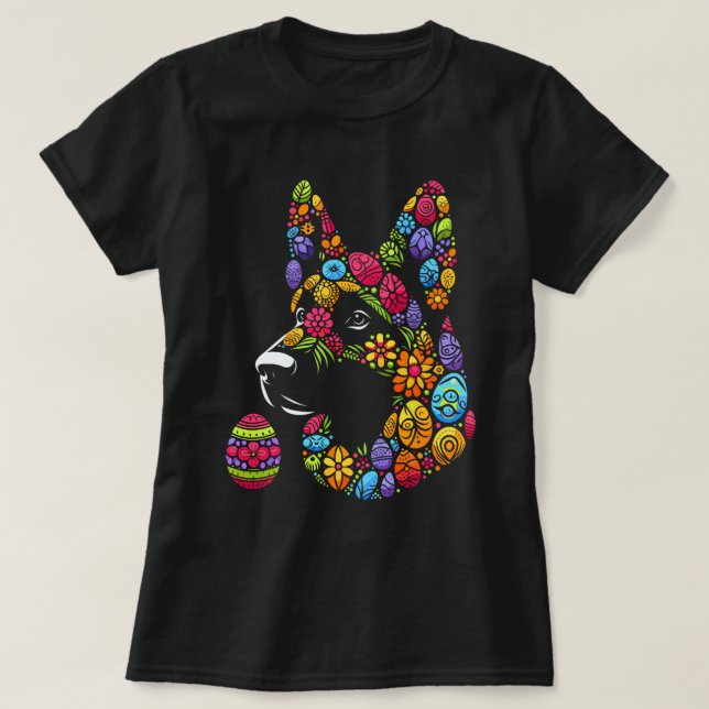 bunt deutscher Schafhirte Ostereier T-Shirt (Design vorne)