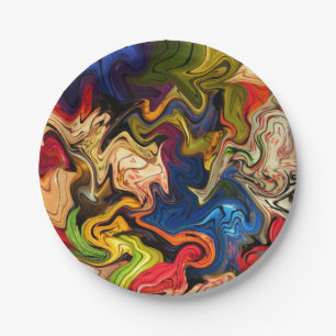 bunt, fröhlich, farbig + Muster, textil Pappteller