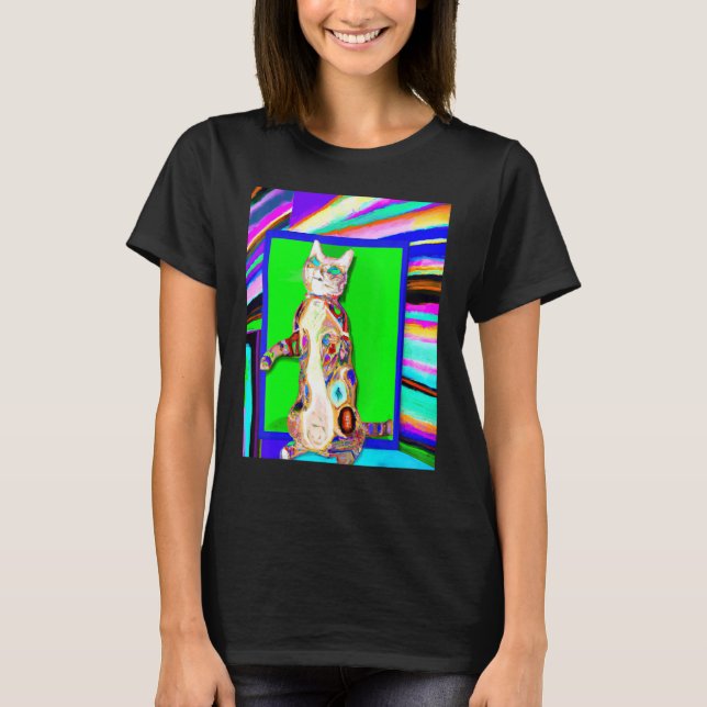 Bunt gefärbtes Kätzchen Katzen-Meme T-Shirt (Vorderseite)