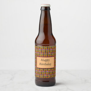 Bunt gestaltete Rasenkugeln, Geburtstag Bierflaschenetikett