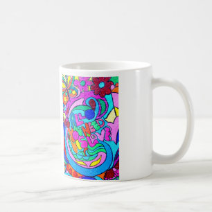 bunt groovy Hippie Stil Liebe Tasse