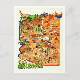 Bunt illustrierte Arizona-Karte Postkarte