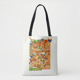 Bunt illustrierte Arizona-Karte Schultertasche