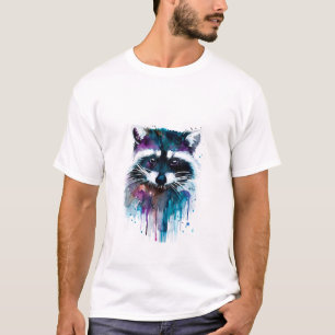 bunt künstlerische Raccoon-Tee T-Shirt