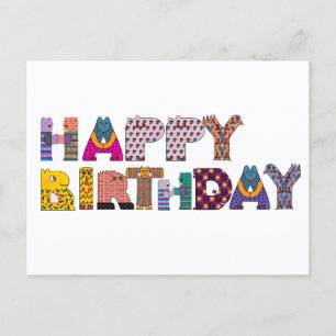 Bunt Lustig Alles Gute Zum Geburtstag Postkarte