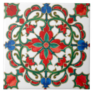 Bunt, mediterran, rot und grün, Mosaik, Fliese