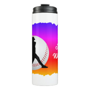 Bunt mit Spieler und Ball Farbige Thermosbecher