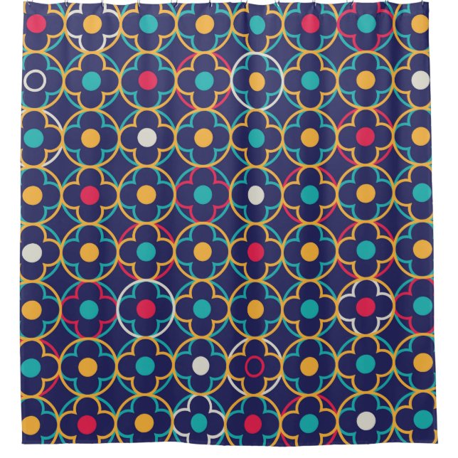 bunt, modern, marokkanisch, quatrefoil, modisch, duschvorhang (Vorderseite)