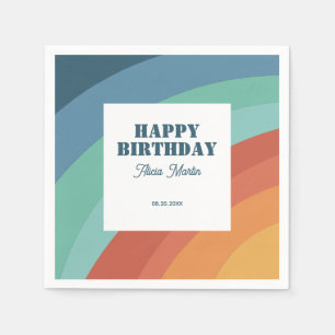 Bunt Retro Groovy Regenbogen Alles Gute zum Geburt Serviette