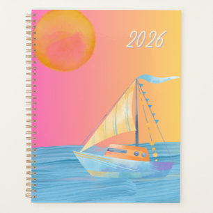 Bunt Sonne Mond Ozean Segelboot Planer