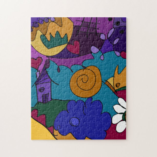 Bunt, Spaß, flippiges Gekritzel-Kunst-Puzzlespiel Puzzle (Vertikal)