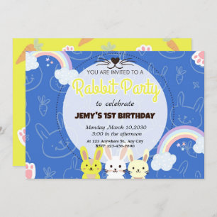 bunt und niedliche Kaninchen zum Party Geburtstag Einladung