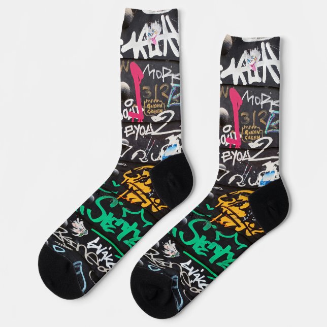 bunt verrückte Schriften Socken (Linkes Detail)