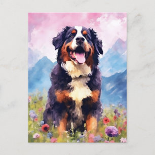 Buntdog Wasserfarbenkunst des Berner Sennenhunds Postkarte