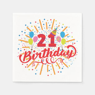 Bunte 21. Geburtstagsballons Serviette