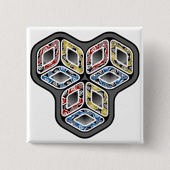 Bunte 3-D Würfel Button (Vorderseite)