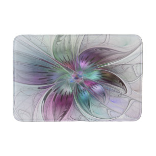 Bunte abstrakte Blume moderne florale Fractal-Kuns Badematte