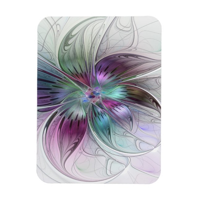 Bunte abstrakte Blume moderne florale Fractal-Kuns Magnet (Vertikal)