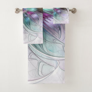 Bunte abstrakte Blumen moderne florale Fractal-Kun Badhandtuch Set