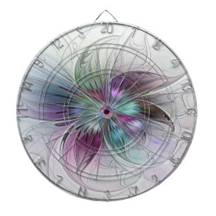 Bunte abstrakte Blumen moderne florale Fractal-Kun Dartscheibe