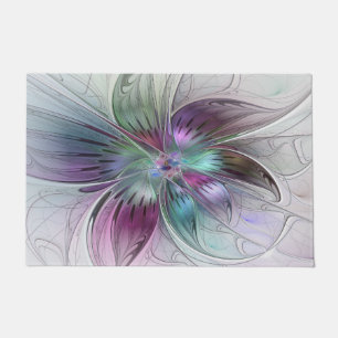 Bunte abstrakte Blumen moderne florale Fractal-Kun Fußmatte