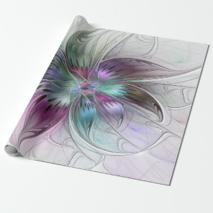 Bunte abstrakte Blumen moderne florale Fractal-Kun Geschenkpapier
