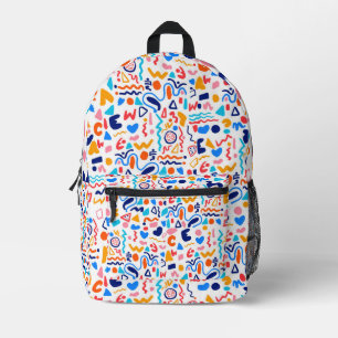 Bunte abstrakte Doodle-Rucksack – Retro-90er-Jahre Bedruckter Rucksack