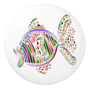 Bunte abstrakte Fisch-Mosaik-Kunst Keramikknauf