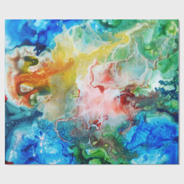 Bunte abstrakte Galaxiemalerei Geschenkpapier (Flach)